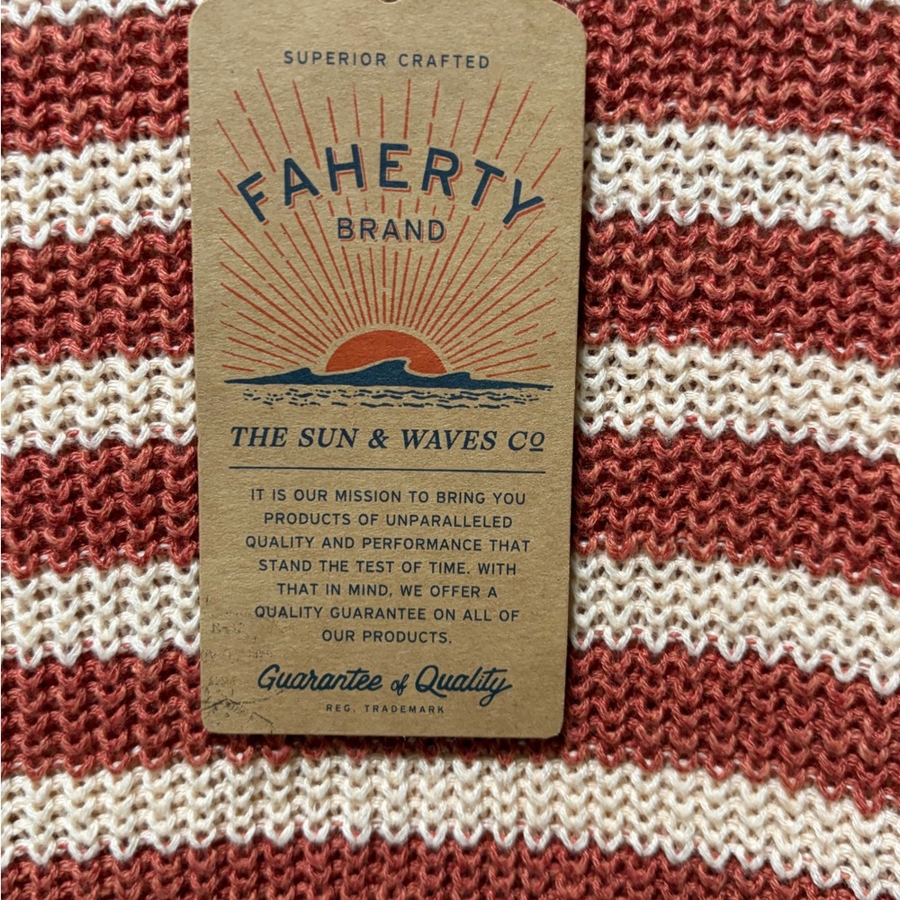 Faherty Miramar Linen Sweater Tank NWT size Small in Sandstone Stripe Sleeveless - Picture 4 of 13